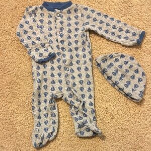Carter's Blue and Gray Footed One Piece with Sailboat Pattern